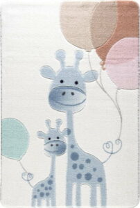 Dětský světle modrý koberec Confetti Happy Giraffe