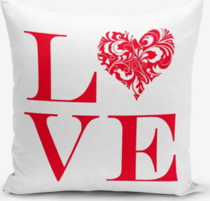 Povlak na polštář s příměsí bavlny Minimalist Cushion Covers Love Red