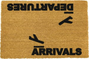 Rohožka z přírodního kokosového vlákna Artsy Doormats Arrivals and Departures