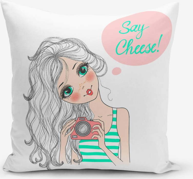 Povlak na polštář s příměsí bavlny Minimalist Cushion Covers Say Cheese