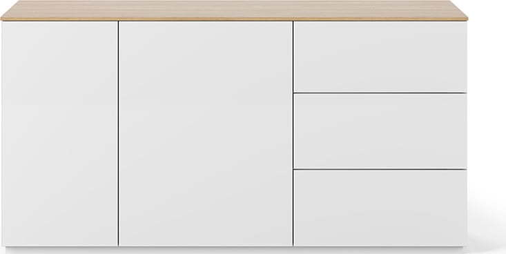 Bílá komoda s deskou v dubovém dekoru s dvířky a šuplíky TemaHome Join