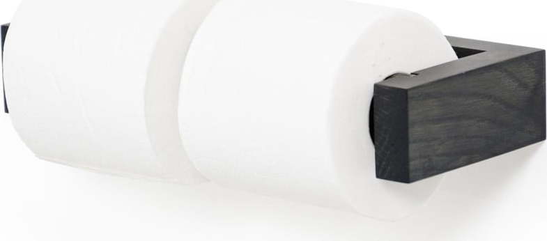 Černý nástěnný držák na toaletní papír z dubového dřeva Wireworks Wireworks