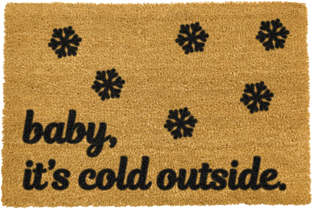 Černá rohožka z přírodního kokosového vlákna Artsy Doormats Baby It's Cold Outside