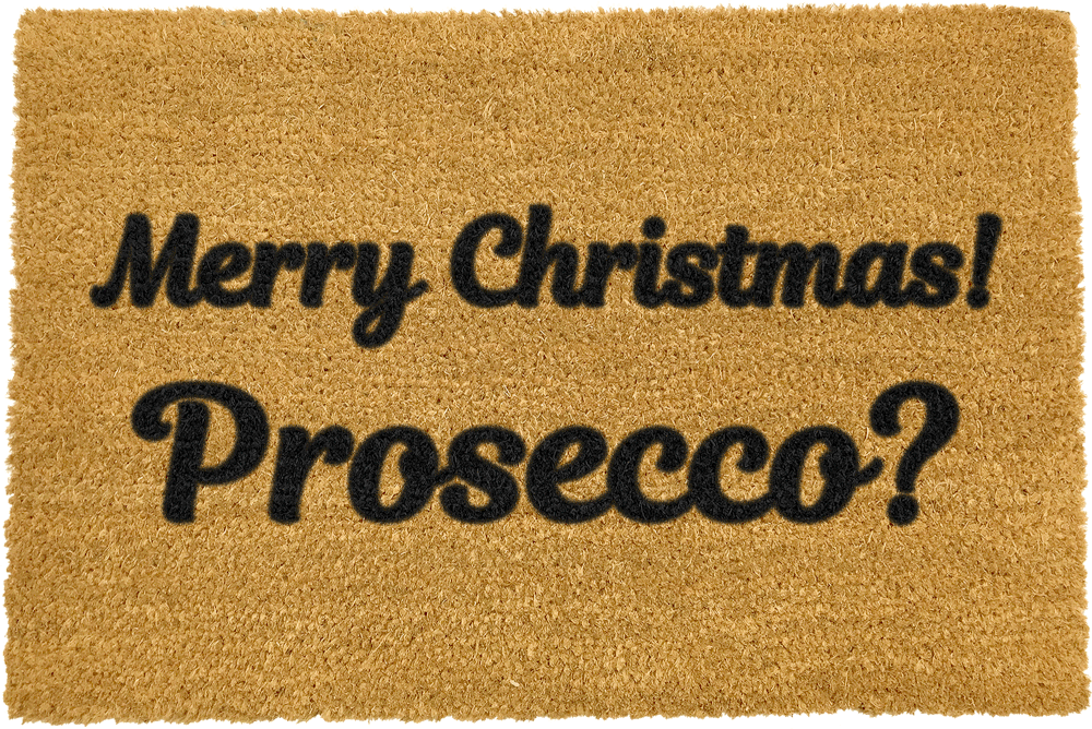 Černá rohožka z přírodního kokosového vlákna Artsy Doormats Merry Prosecco