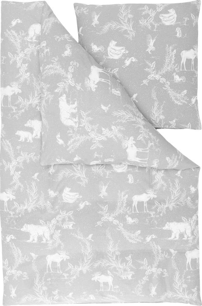 Šedé flanelové povlečení na jednolůžko Westwing Collection Animal Toile