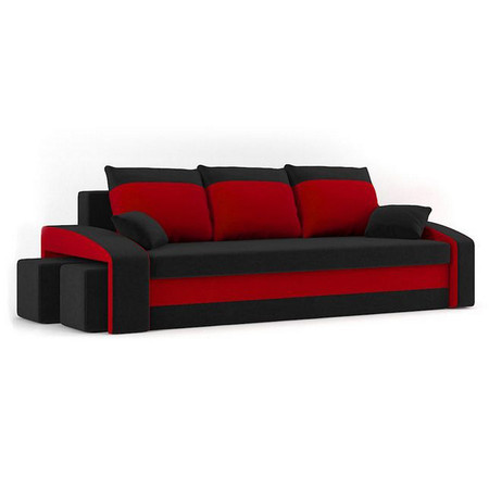 Velká rozkládací pohovka s taburety HEWLET Černá/červená SG-nábytek