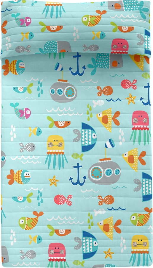 Bavlněný dětský přehoz 260x180 cm Sea life – Moshi Moshi Moshi Moshi